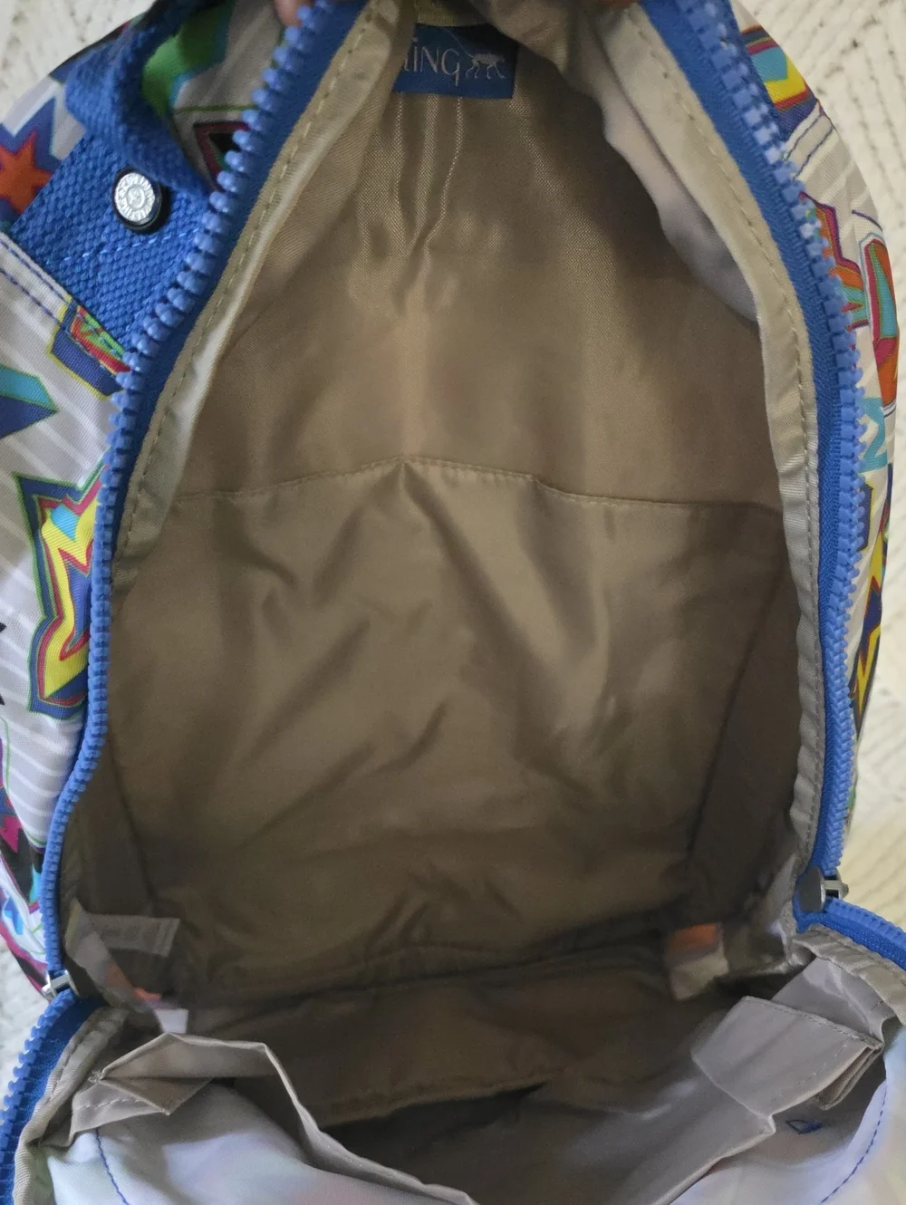 Kipling Multicolor Star Print Kids Backpack with Blue Accents